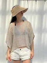 Mesh Linen Poncho Natural