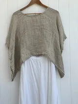 Mesh Linen Poncho Natural