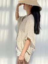 Mesh Linen Poncho Natural
