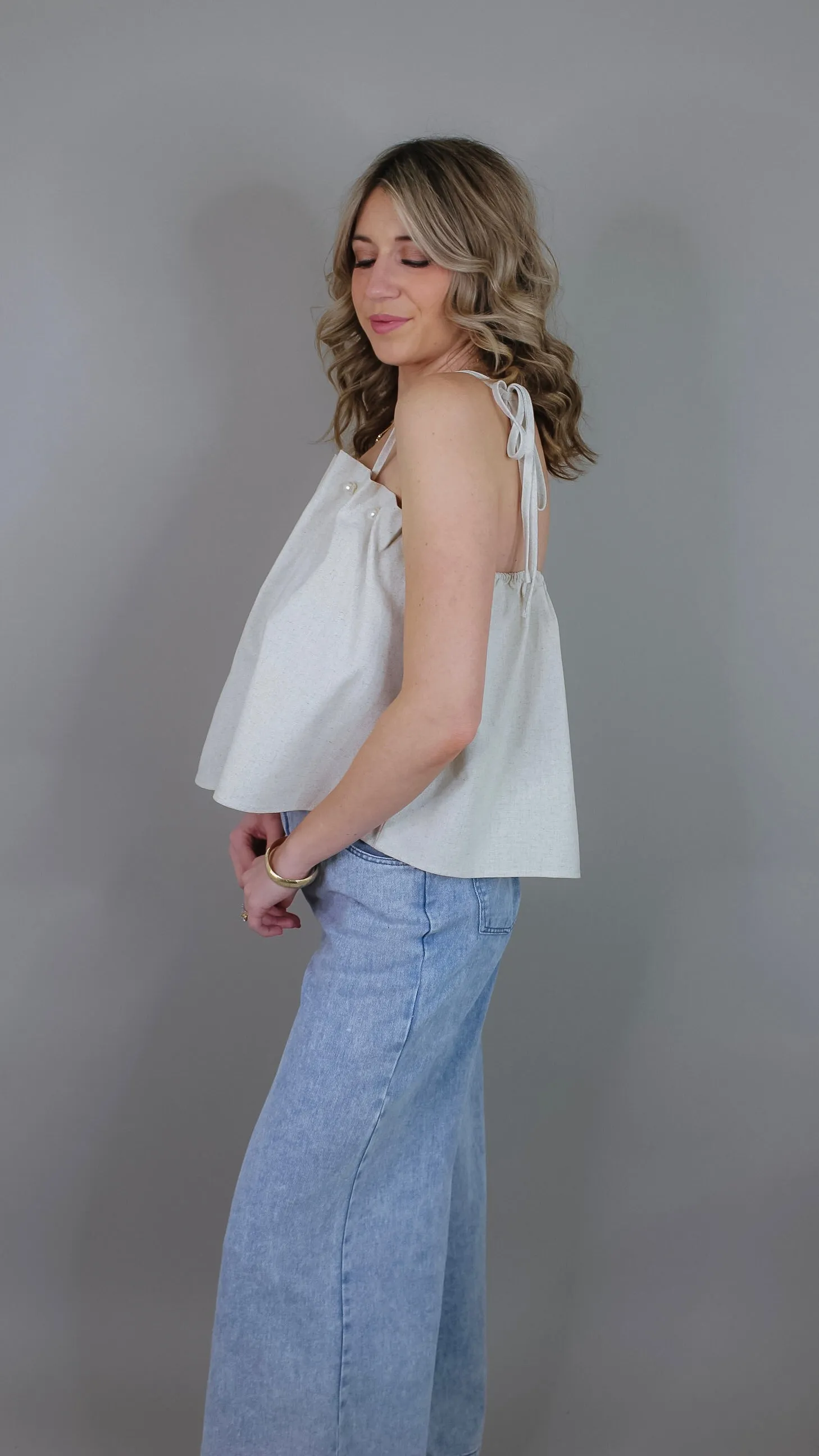 Mia Linen Pearl Top