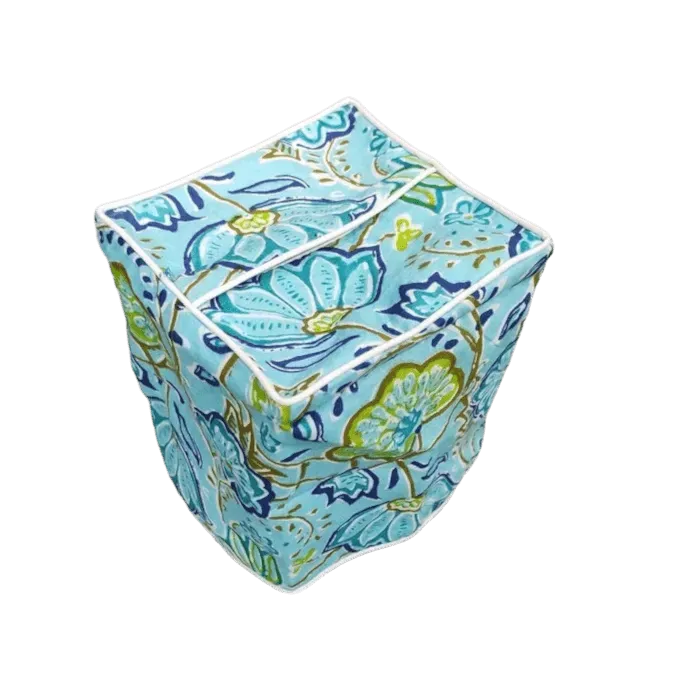 Miami Blue Floral Cotton Tissue Box Cover