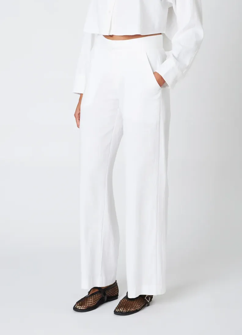 Mid Rise Linen Wide Leg Pants