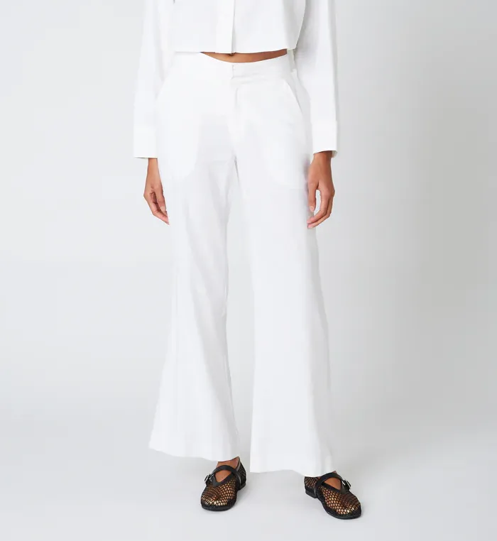 Mid Rise Linen Wide Leg Pants