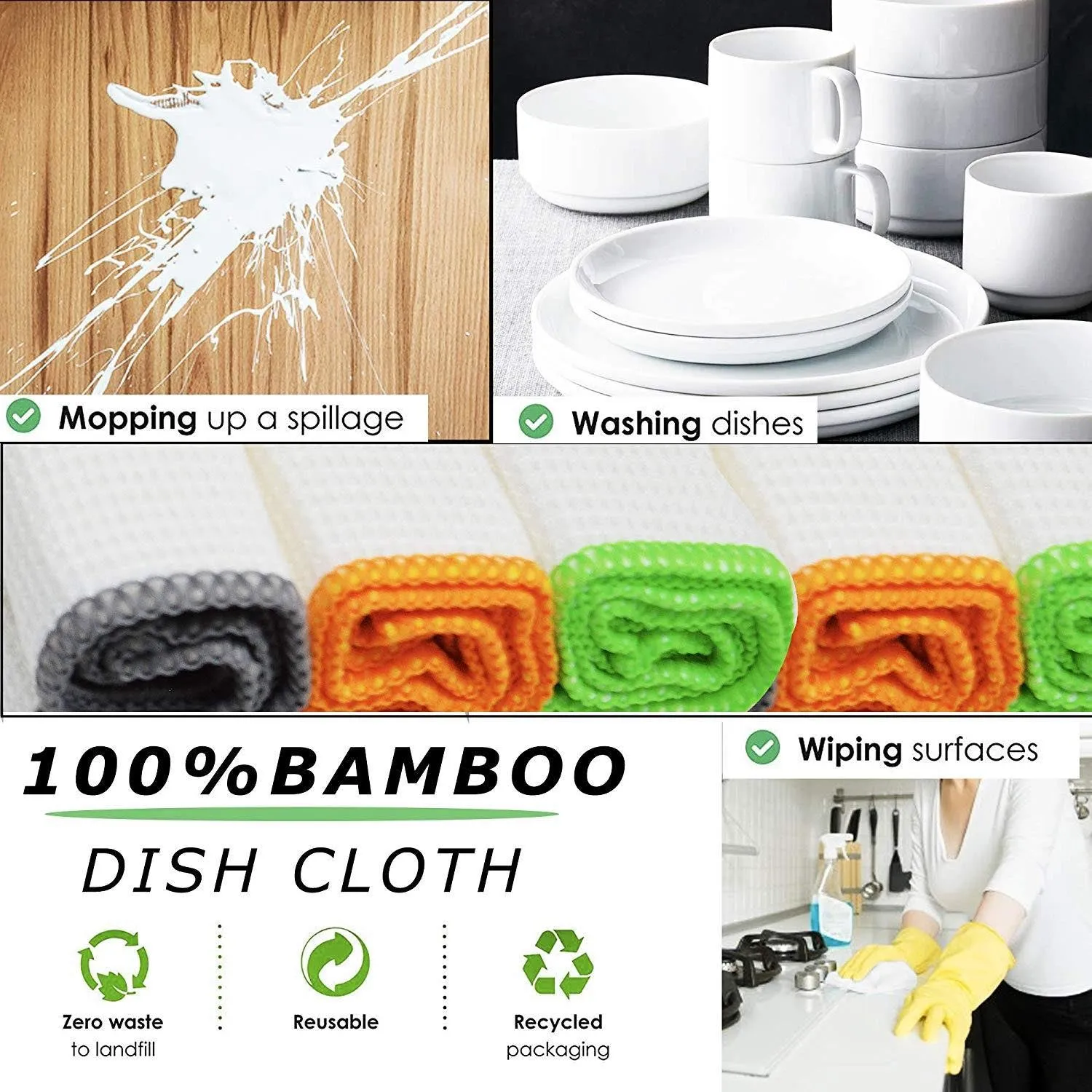 Milan Bamboo Kitchen Dishcloths – Eco-Friendly and Absorbent Kitchen Cloths