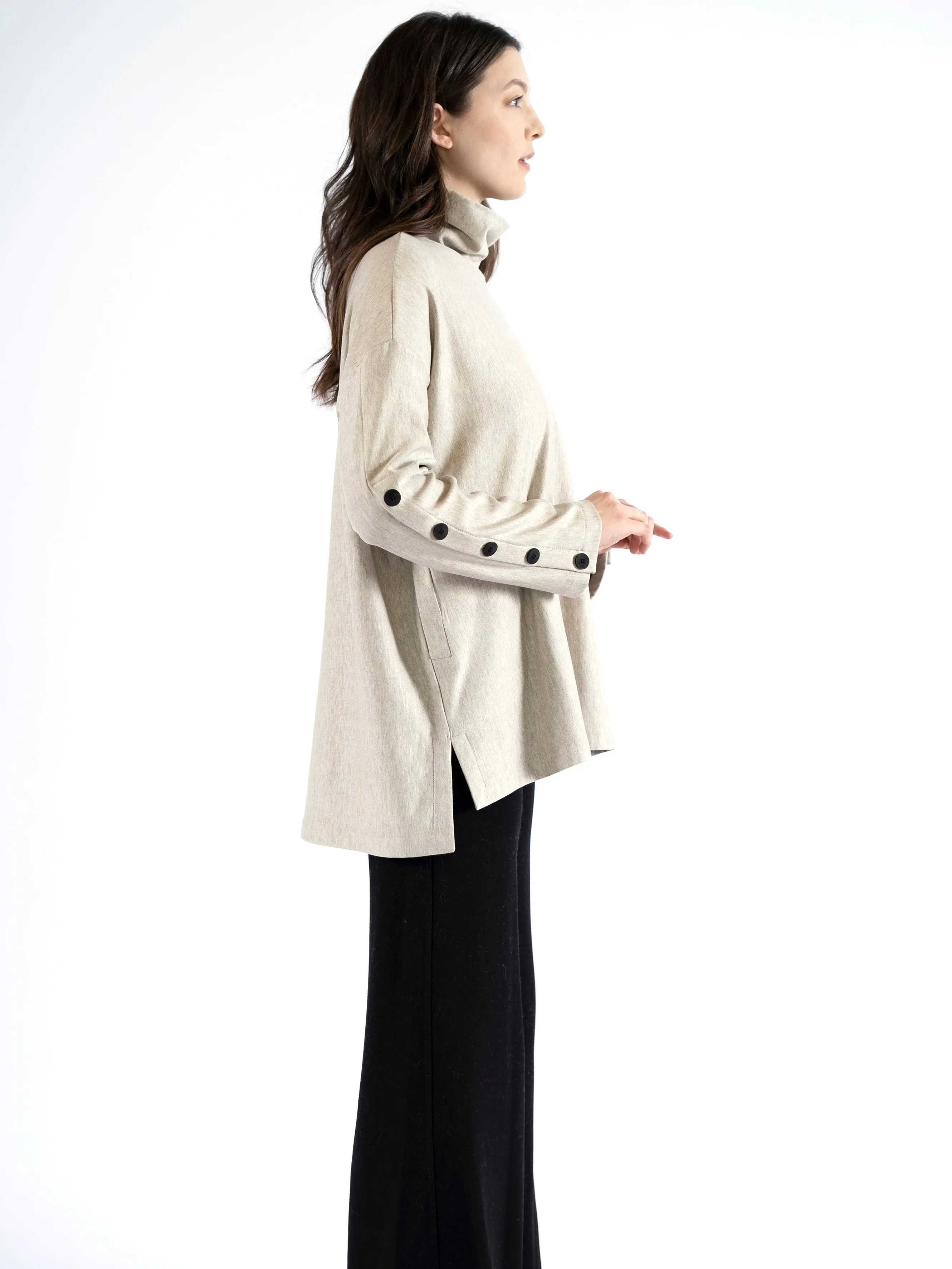 Miley Turtle Neck Square Tunic with Buttons