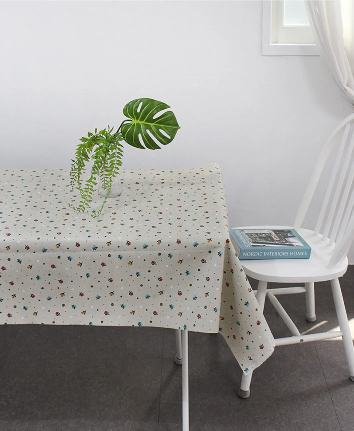 Mini Flower Matte Laminated Linen Waterproof Fabric (L517) - Wide Width - Quality Korean Fabric by the yard / 54442