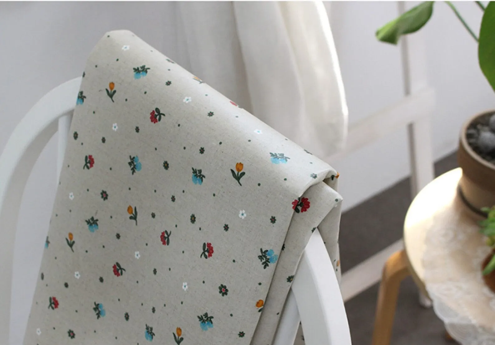 Mini Flower Matte Laminated Linen Waterproof Fabric (L517) - Wide Width - Quality Korean Fabric by the yard / 54442
