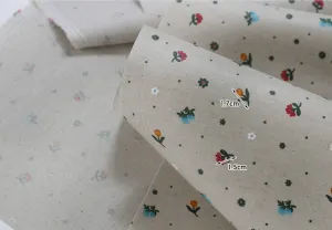 Mini Flower Matte Laminated Linen Waterproof Fabric (L517) - Wide Width - Quality Korean Fabric by the yard / 54442