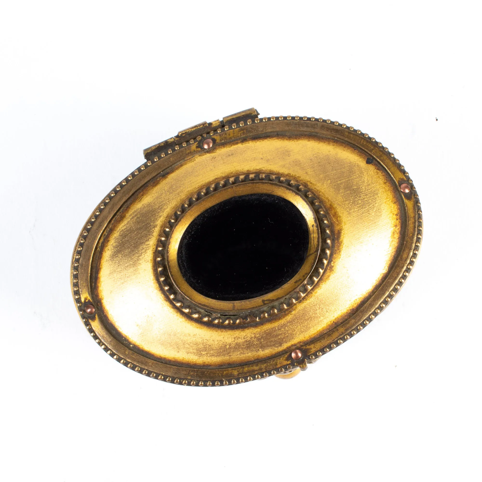 Miniature Brass & Inlaid Onyx Keepsake Box found in Italy