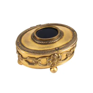 Miniature Brass & Inlaid Onyx Keepsake Box found in Italy