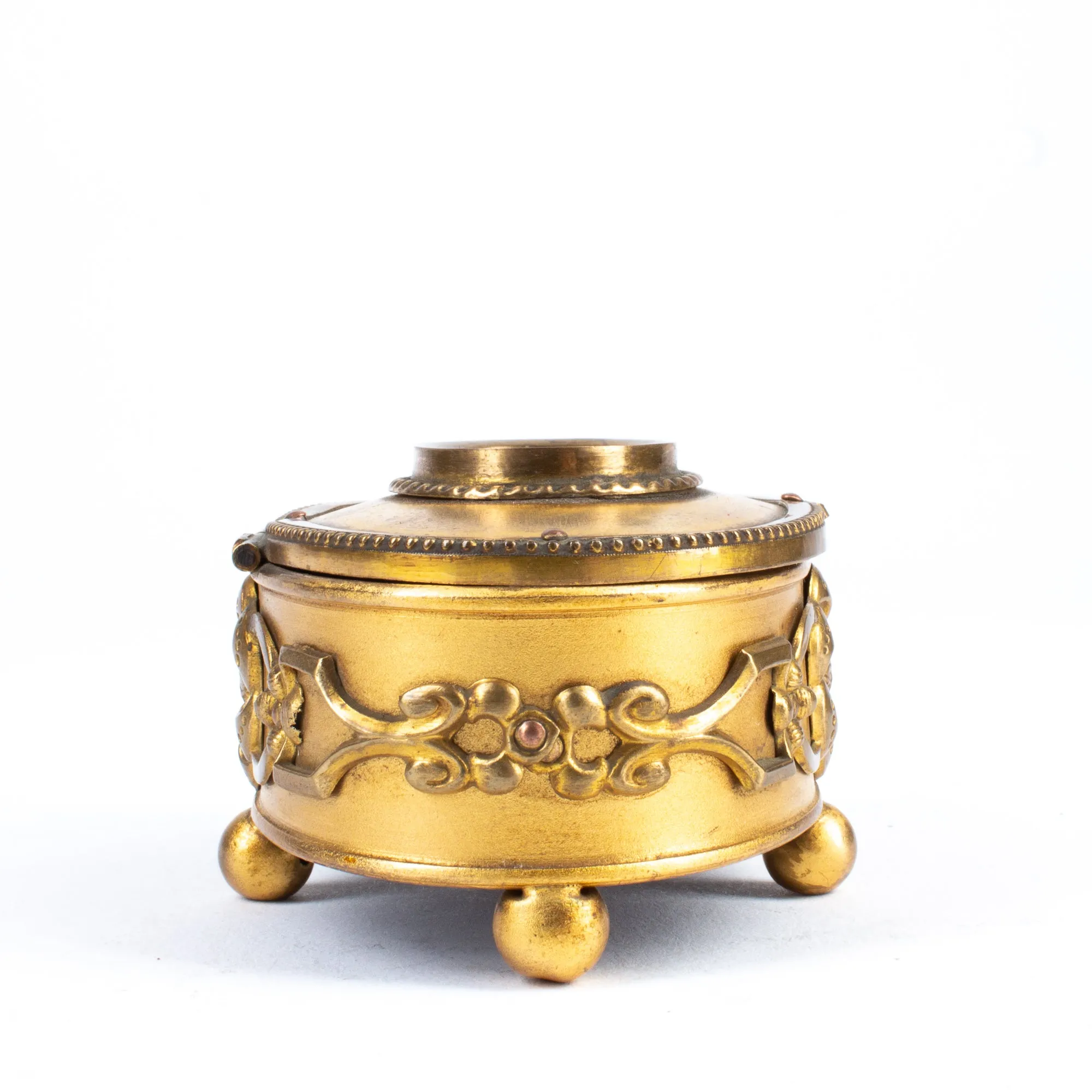 Miniature Brass & Inlaid Onyx Keepsake Box found in Italy