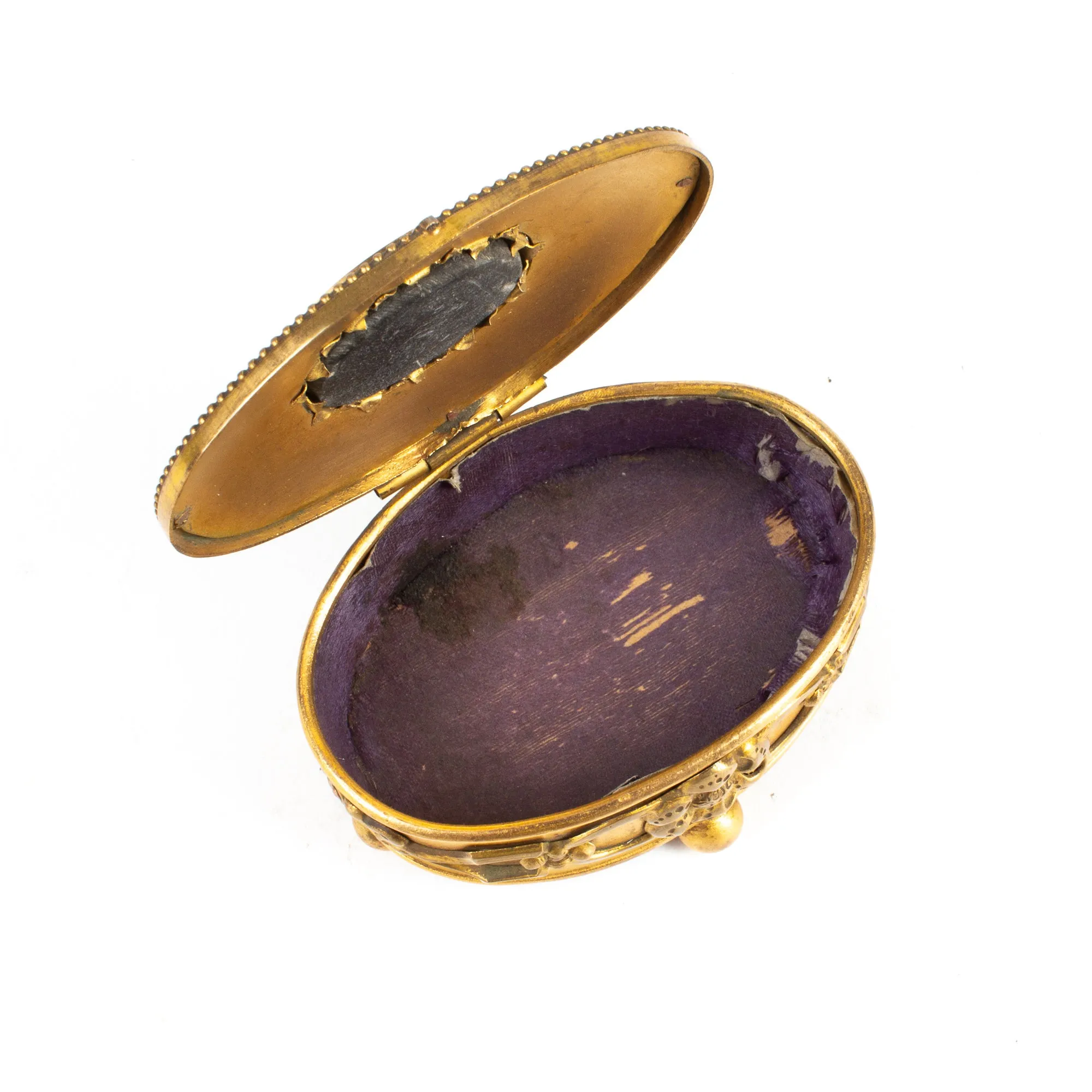 Miniature Brass & Inlaid Onyx Keepsake Box found in Italy