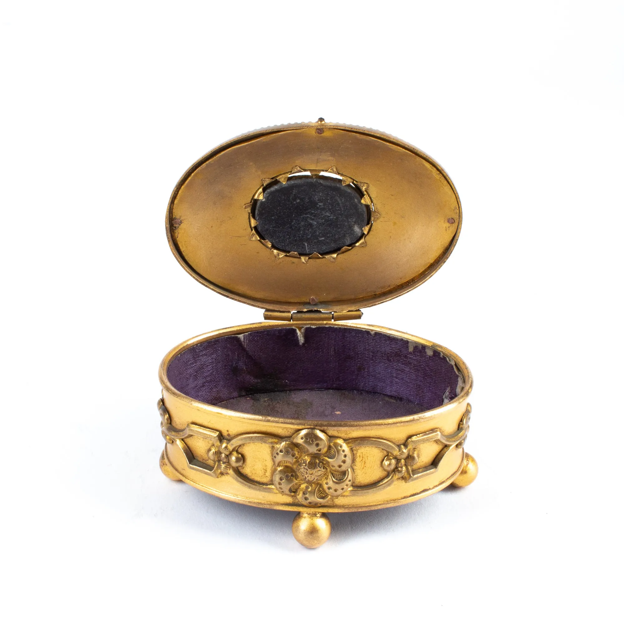 Miniature Brass & Inlaid Onyx Keepsake Box found in Italy