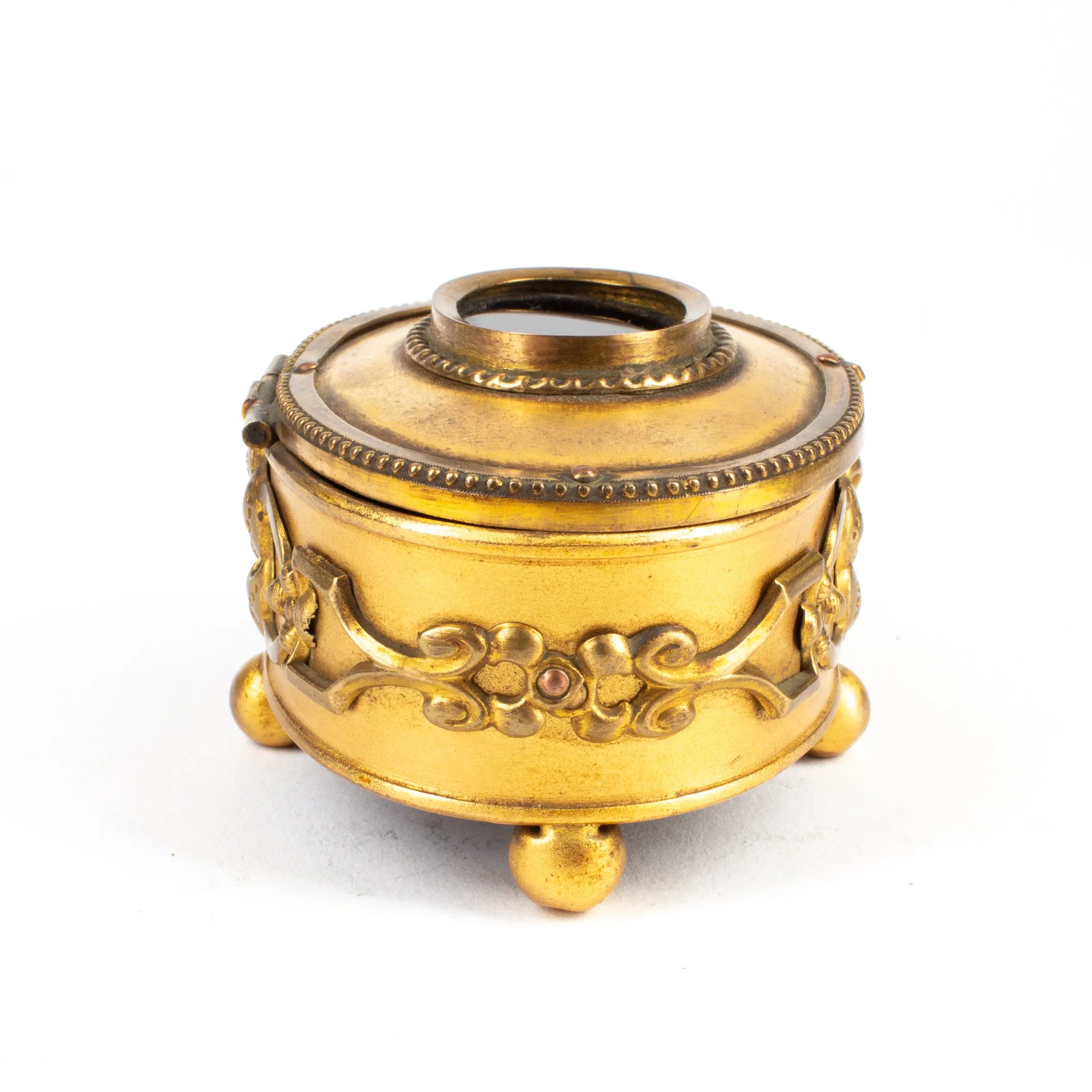 Miniature Brass & Inlaid Onyx Keepsake Box found in Italy