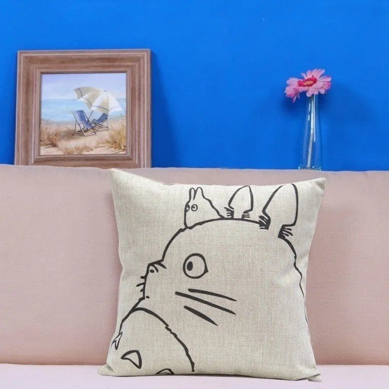 Miyazaki Totoro Cotton linen Pillow Case For office/bedroom/chair seat cushion 18x18 inches Decorative