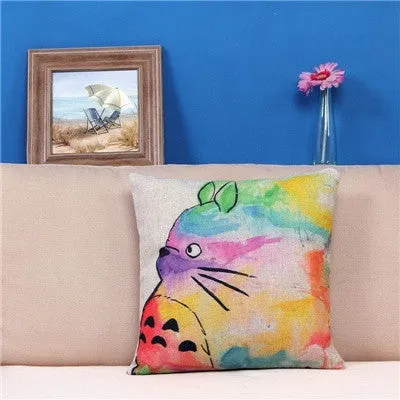 Miyazaki Totoro Cotton linen Pillow Case For office/bedroom/chair seat cushion 18x18 inches Decorative