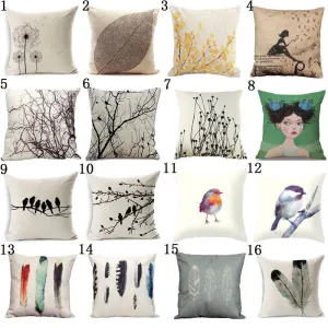 Modern Simple Plant Decorative Pillow Case Chair Waist Square 45x45cm Cotton Linen Pillow Cover Home Textile Living
