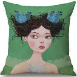 Modern Simple Plant Decorative Pillow Case Chair Waist Square 45x45cm Cotton Linen Pillow Cover Home Textile Living