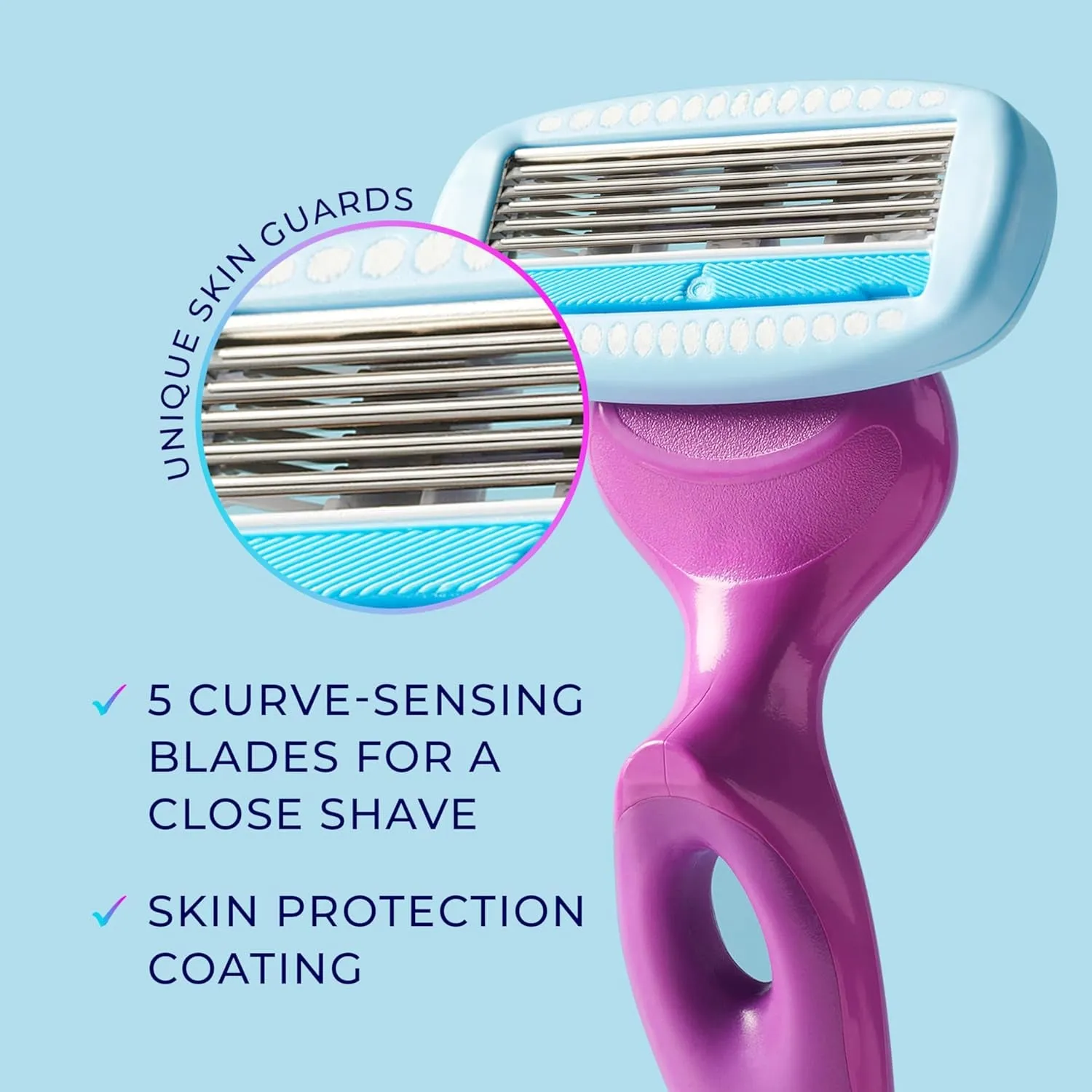Moisture Women'S Razor | 5-Blade Razor for Women | Moisturizing Razor for Women | 1 Handle & 2 Razor Blade Refills