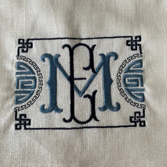 Monogrammed Trellis Motif Towel