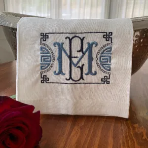 Monogrammed Trellis Motif Towel