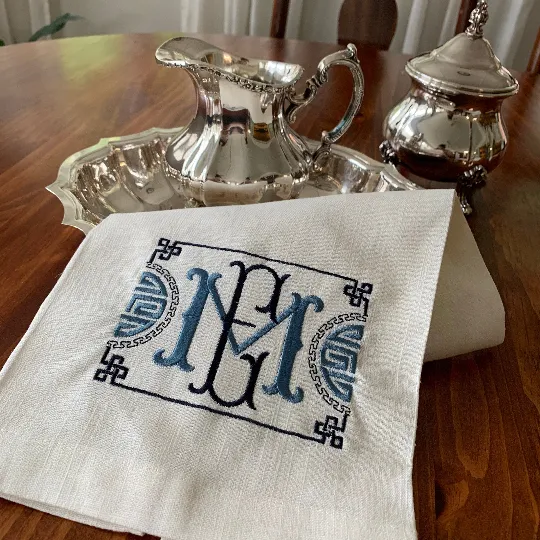 Monogrammed Trellis Motif Towel