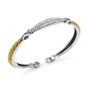 Mosaic Pavé Cuff 6.5mm - Two Tone   CZ Blanc