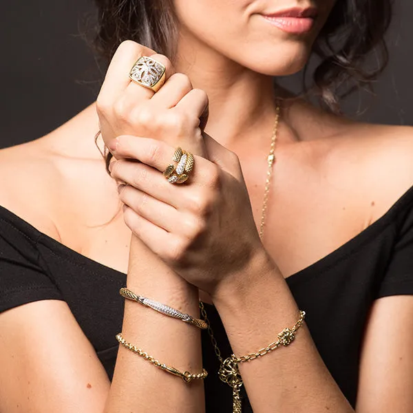 Mosaic Pavé Cuff 6.5mm - Two Tone   CZ Blanc