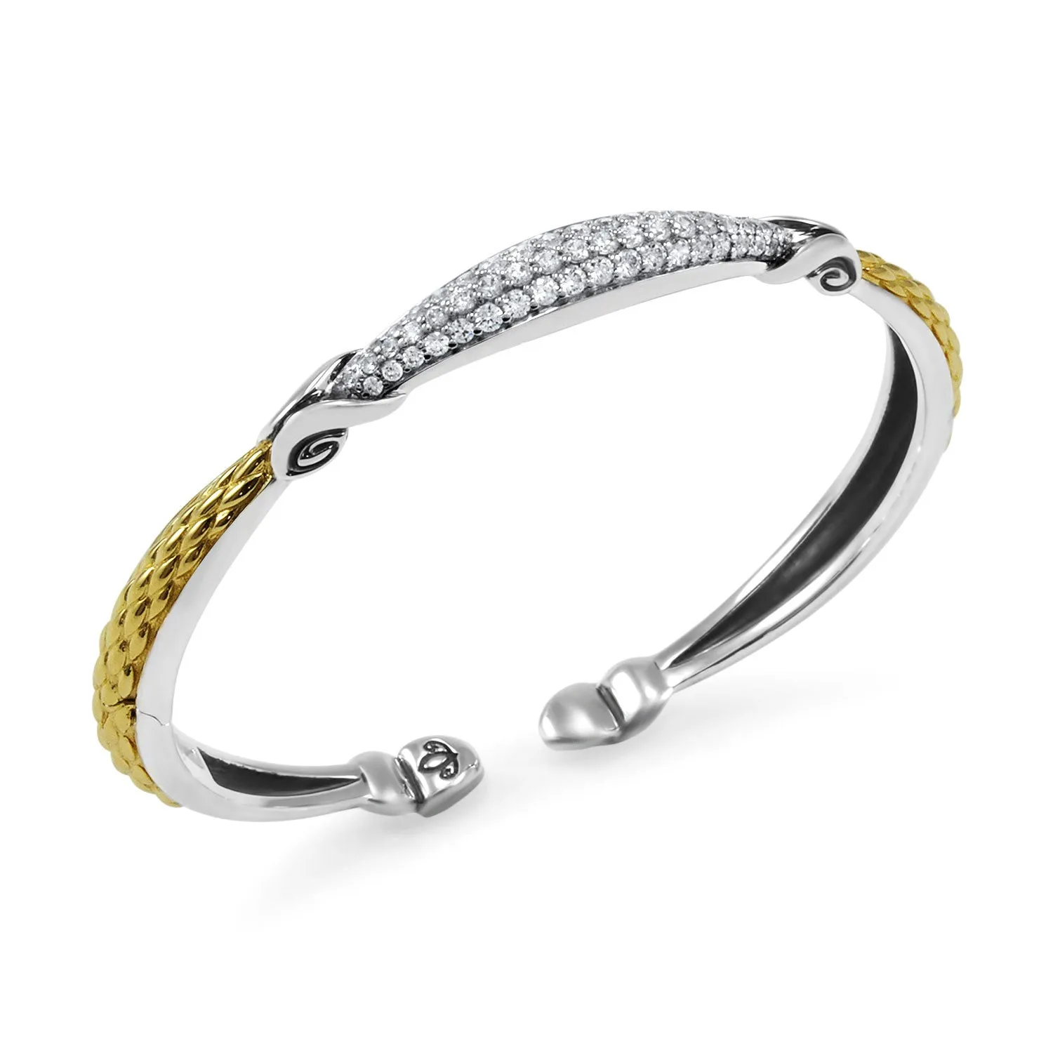 Mosaic Pavé Cuff 6.5mm - Two Tone   CZ Blanc