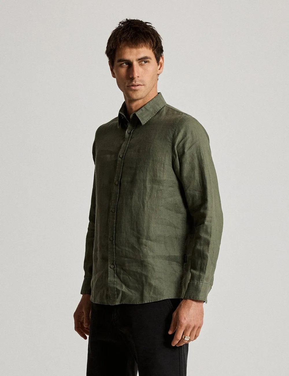 Mr Simple - Linen LS Shirt - Fatigue