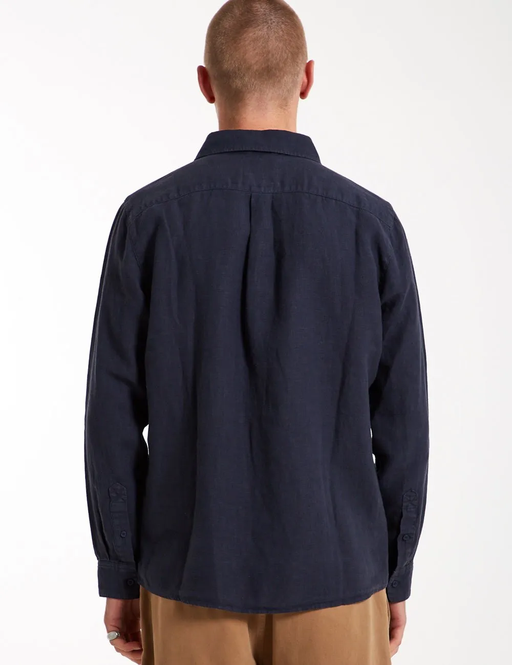 Mr Simple - Linen L/S Shirt - Navy