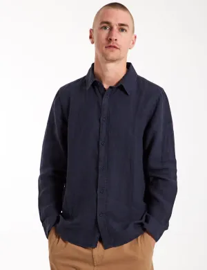 Mr Simple - Linen L/S Shirt - Navy