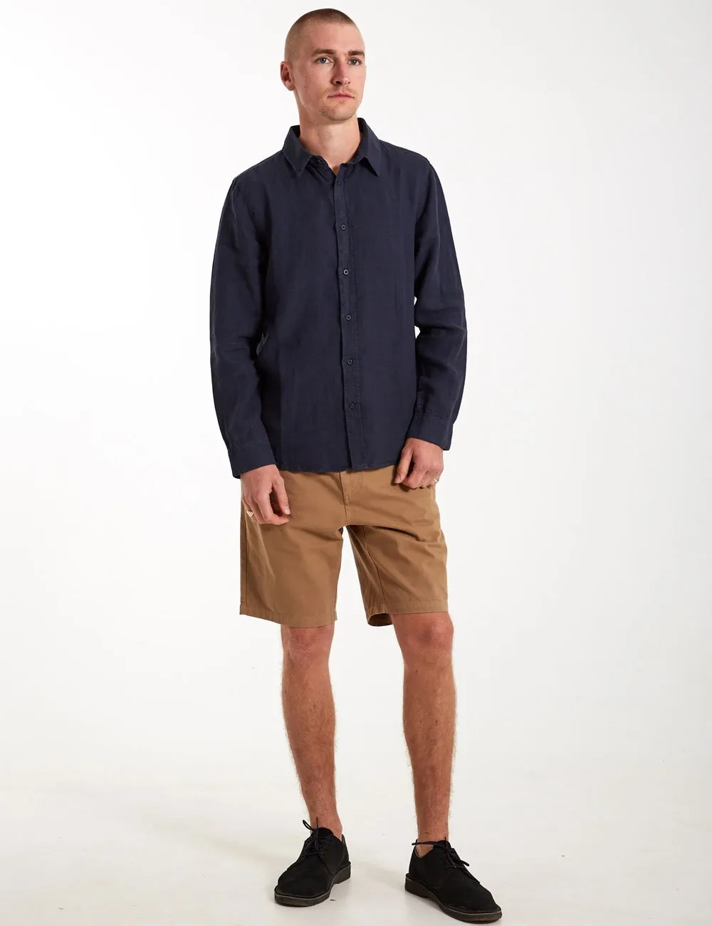 Mr Simple - Linen L/S Shirt - Navy