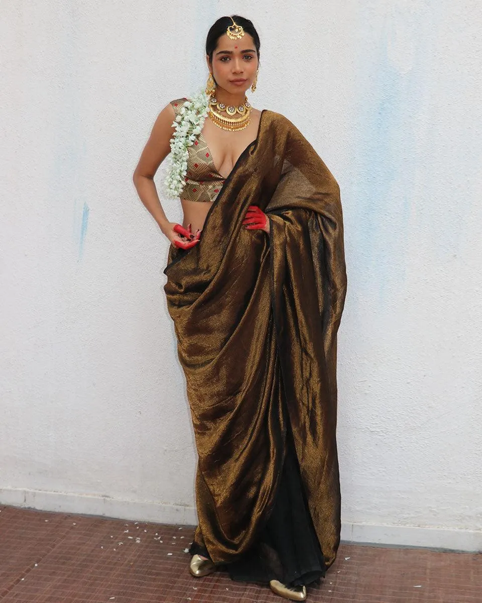 Mrinal Handwoven Linen Zari Saree