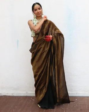 Mrinal Handwoven Linen Zari Saree