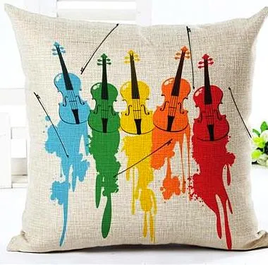Music Series Note Printed Linen Cotton Square 45x45cm Home Decor Houseware Throw Pillow Cushion
