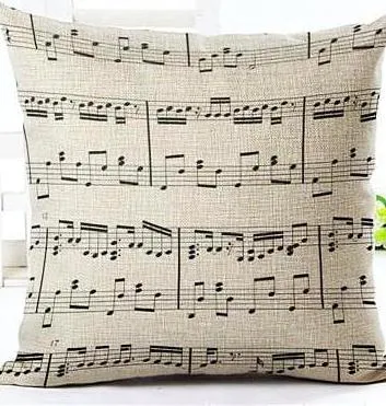 Music Series Note Printed Linen Cotton Square 45x45cm Home Decor Houseware Throw Pillow Cushion