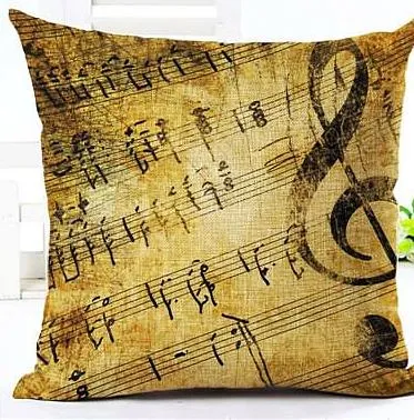Music Series Note Printed Linen Cotton Square 45x45cm Home Decor Houseware Throw Pillow Cushion