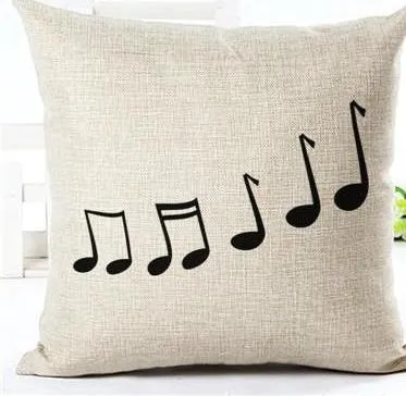 Music Series Note Printed Linen Cotton Square 45x45cm Home Decor Houseware Throw Pillow Cushion
