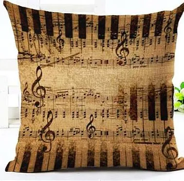 Music Series Note Printed Linen Cotton Square 45x45cm Home Decor Houseware Throw Pillow Cushion