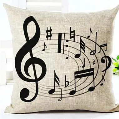 Music Series Note Printed Linen Cotton Square 45x45cm Home Decor Houseware Throw Pillow Cushion