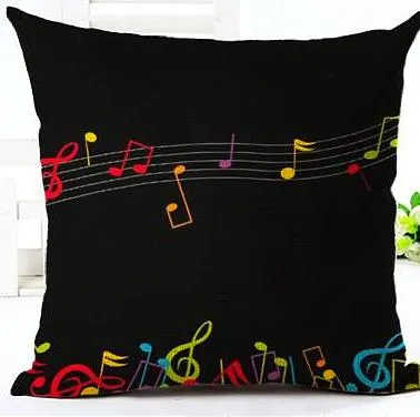 Music Series Note Printed Linen Cotton Square 45x45cm Home Decor Houseware Throw Pillow Cushion
