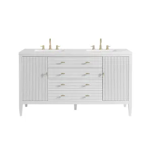 Myrrin 2 Drawers And 2 Doors Bathroom Vanity with White Zeus Quartz Top and Undermount Sinks - Free Standing - 60" Wood/Bright White