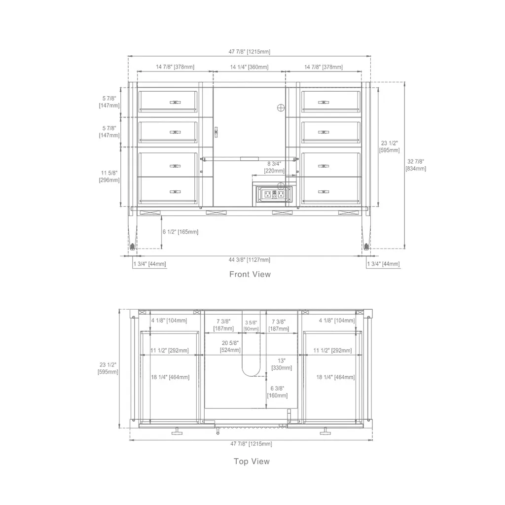 Myrrin 6 Drawers And 1 Door Bathroom Vanity with White Zeus Quartz Top and Undermount Sink - Free Standing - 48" Wood/Carbon Oak