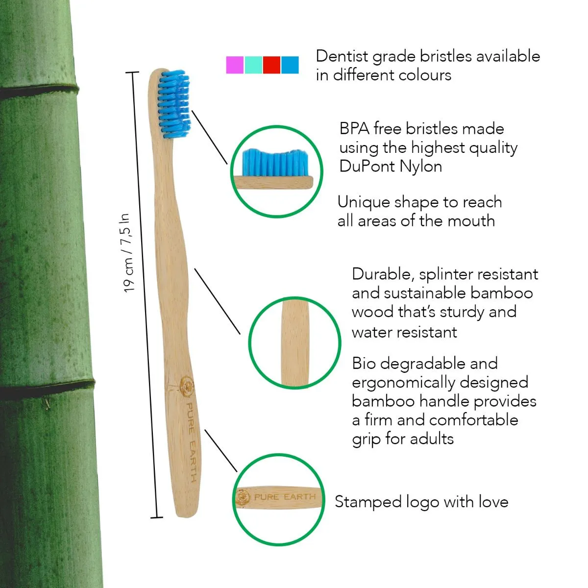 Natural Bamboo Toothbrush - Family Set - Starts at £2.89 per item
