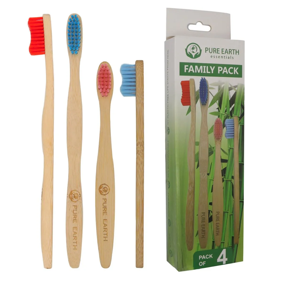 Natural Bamboo Toothbrush - Family Set - Starts at £2.89 per item