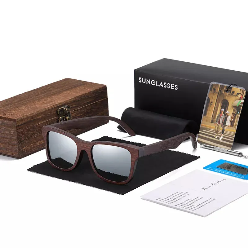 Natural Bamboo Wooden Sunglasses Handmade Polarized Sunglasses Mirror Coated Lenses  Eco-Friendly Eyewear
