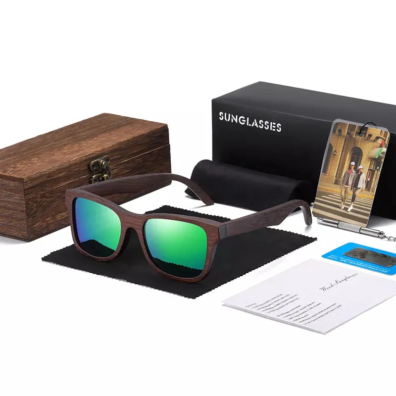 Natural Bamboo Wooden Sunglasses Handmade Polarized Sunglasses Mirror Coated Lenses  Eco-Friendly Eyewear