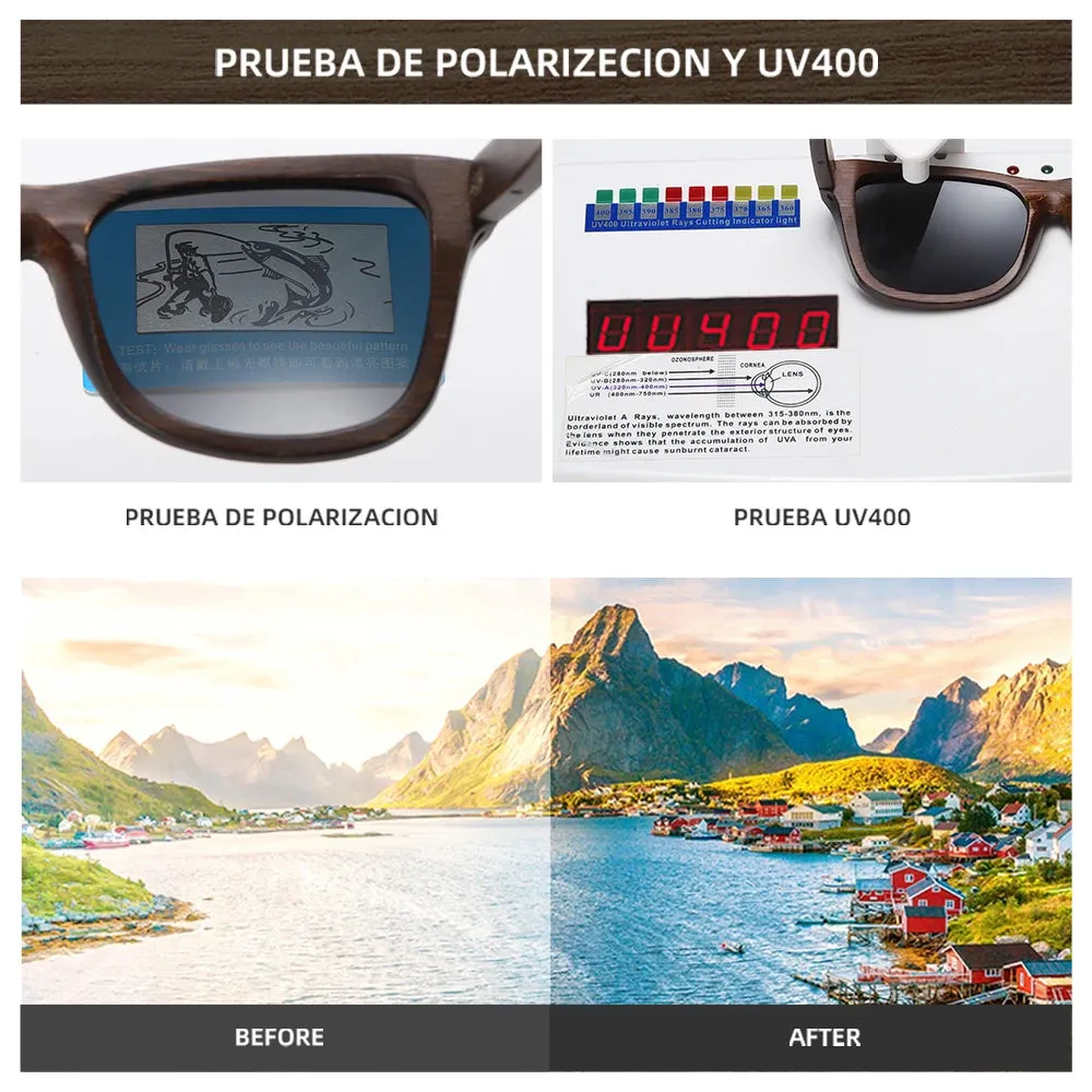 Natural Bamboo Wooden Sunglasses Handmade Polarized Sunglasses Mirror Coated Lenses  Eco-Friendly Eyewear