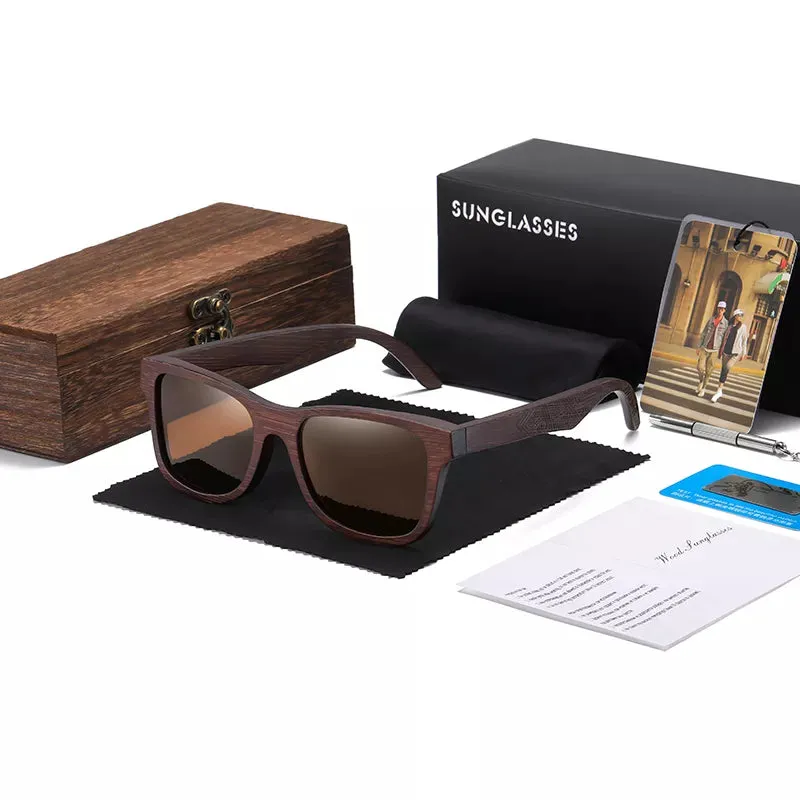 Natural Bamboo Wooden Sunglasses Handmade Polarized Sunglasses Mirror Coated Lenses  Eco-Friendly Eyewear